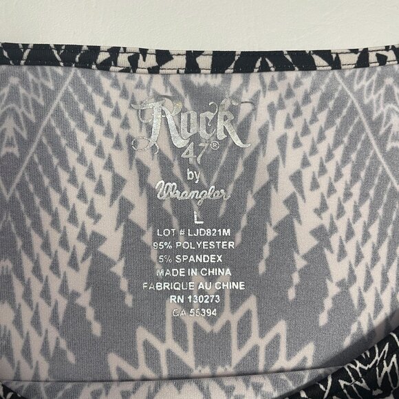 Rock 47 Wrangler Dress Sz Large Sheath Pullover Black Western Geometric Stretch - Picture 2 of 12